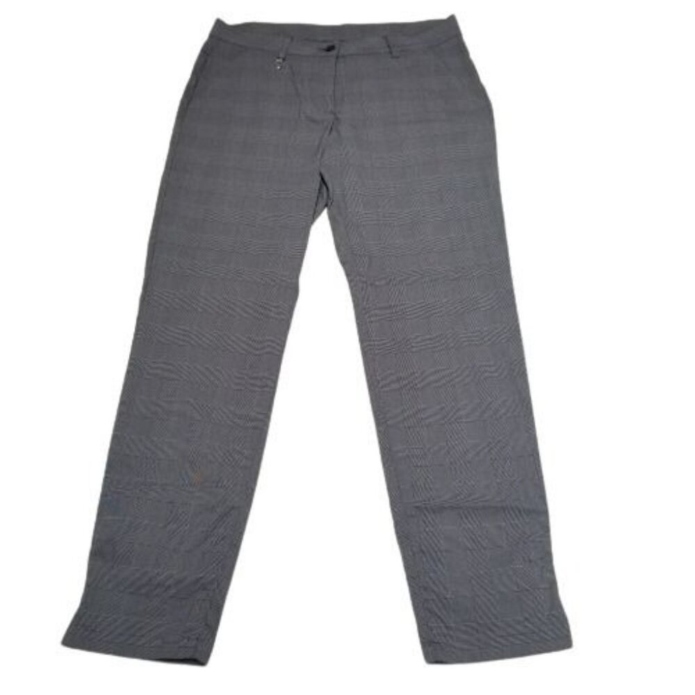 Chervo Ankle Pants Mid-Rise Houndstooth Pattern Straight Leg Size 46 Gray